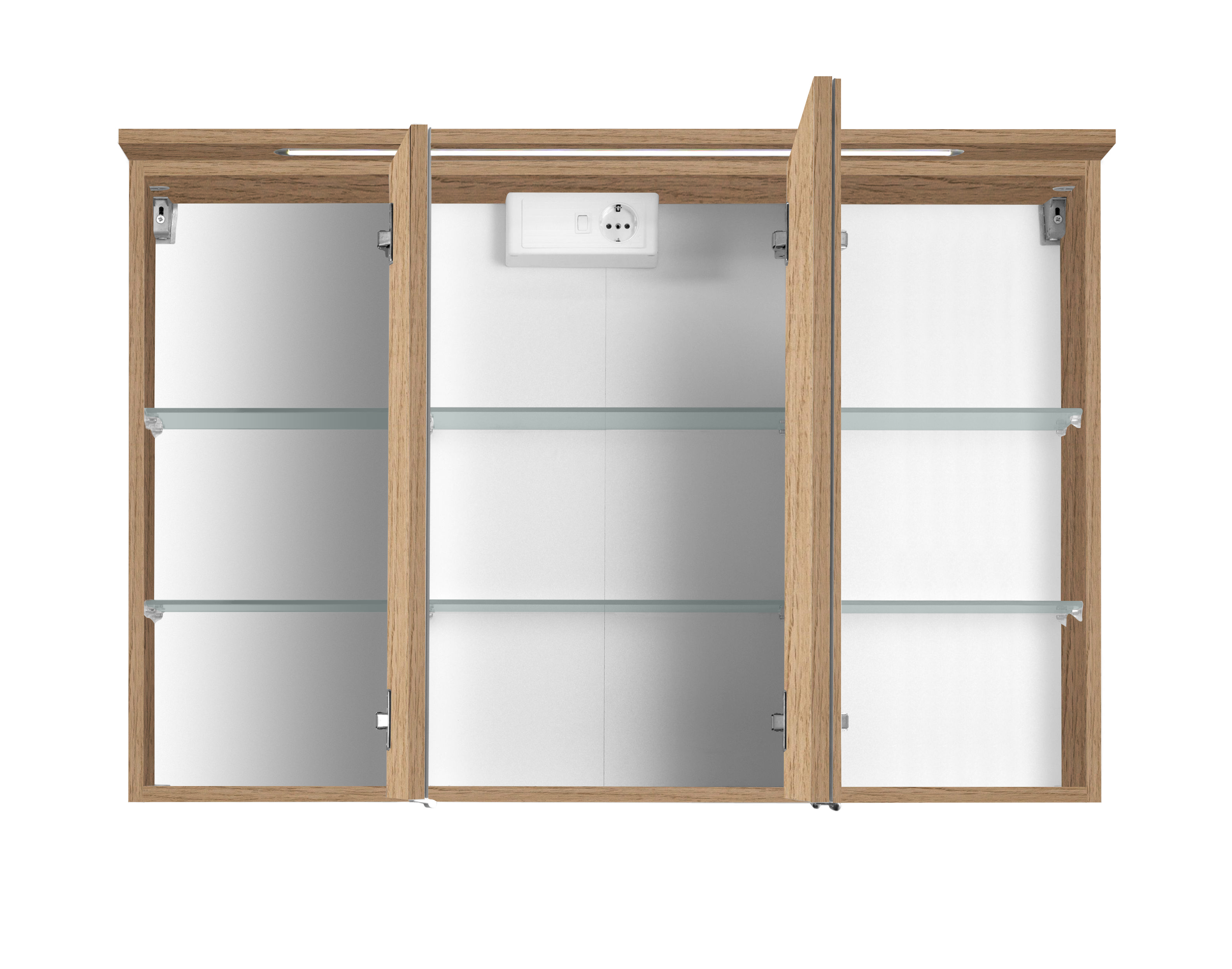 Armoire de toilette Bobbi 100cm modèle 1 3 portes & eclairage LED - chêne - Image 7