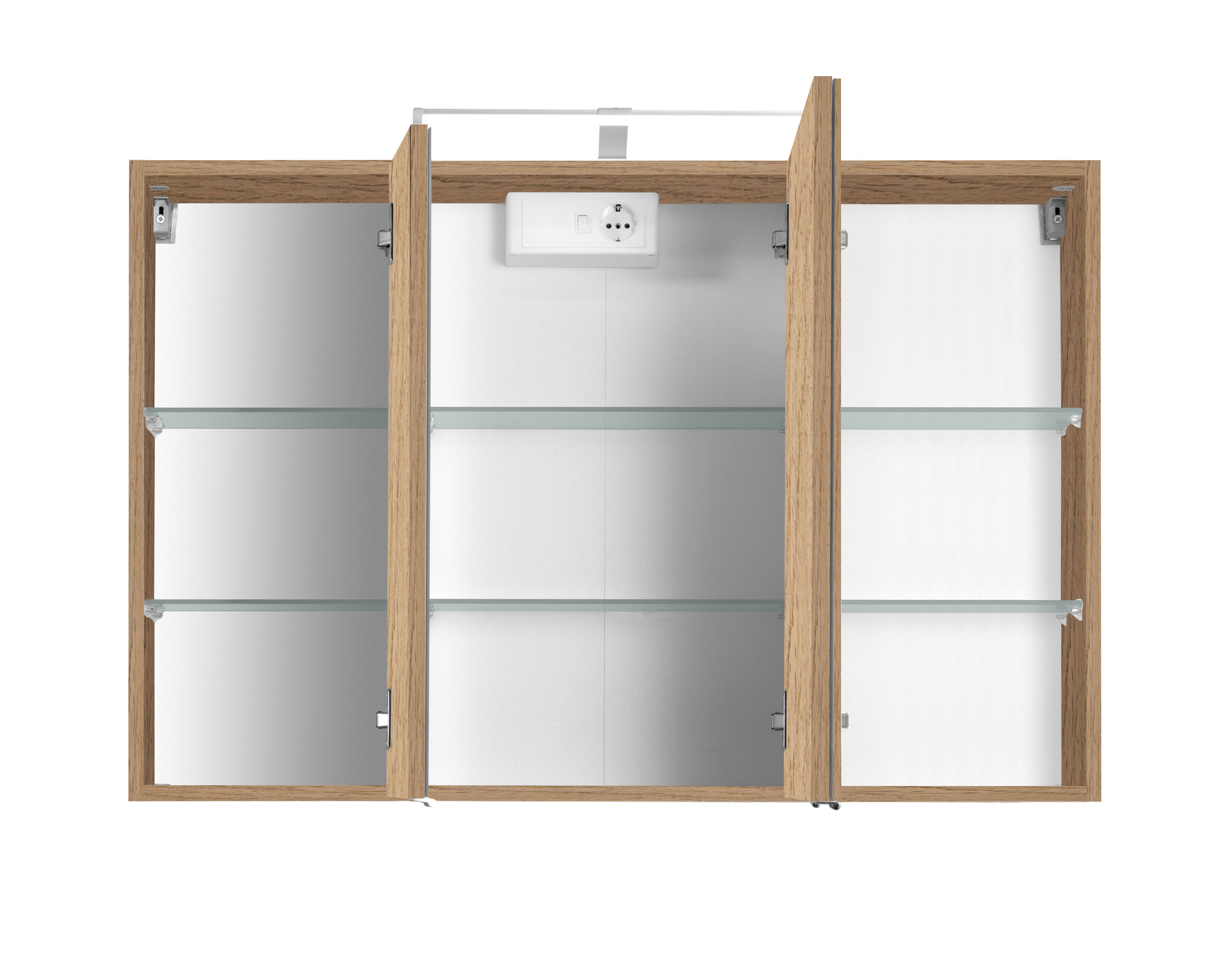 Armoire de toilette Bobbi 100cm modèle 2 3 portes & eclairage LED - chêne - Image 4