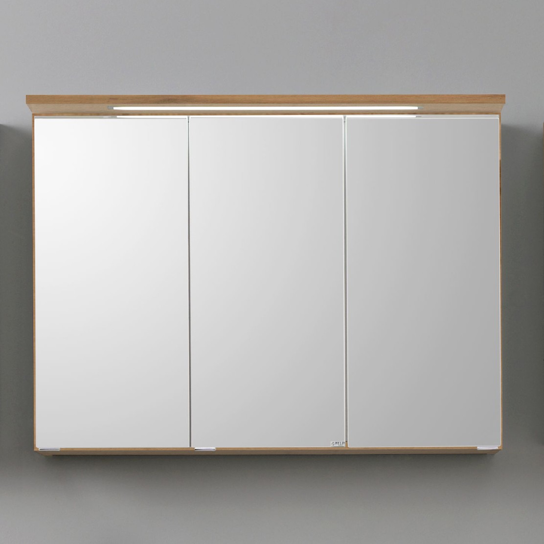 Armoire de toilette Bobbi 120cm modèle 1 3 portes & eclairage LED - chêne