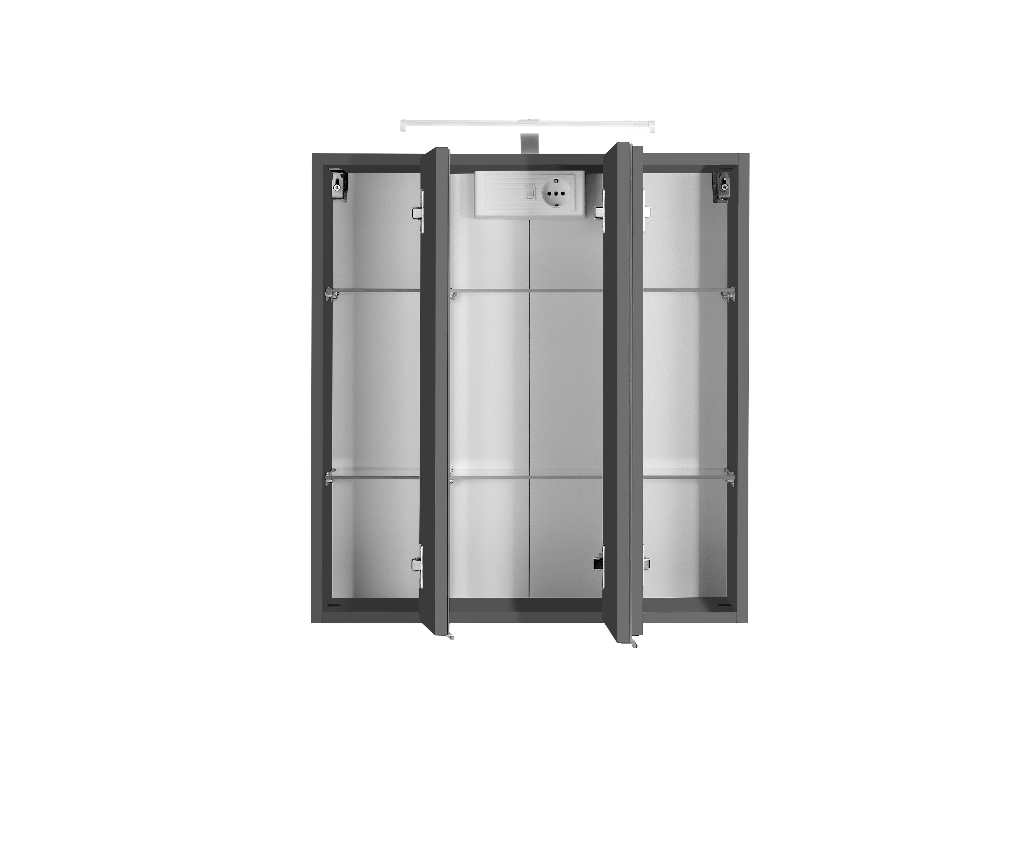 Armoire de toilette Bobbi 60cm modèle 2 3 portes & eclairage LED - graphite - Image 6