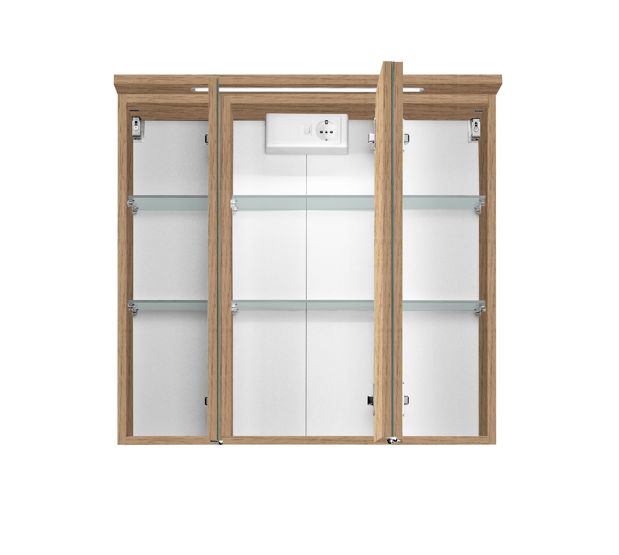 Armoire de toilette Bobbi 70cm modèle 1 3 portes & eclairage LED - chêne - Image 7