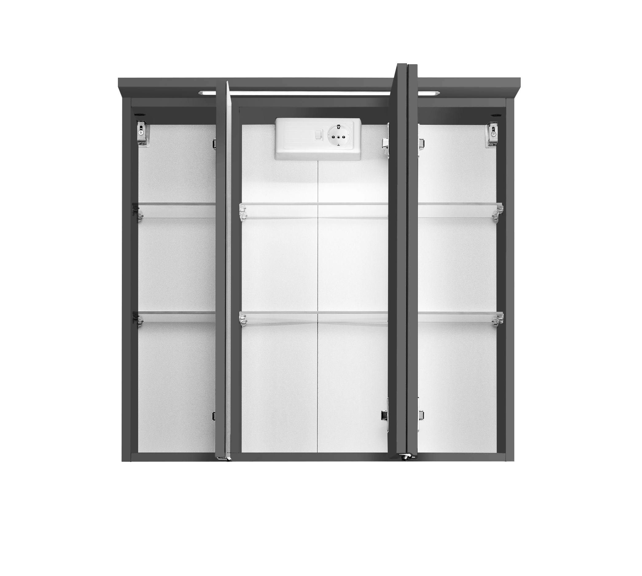 Armoire de toilette Bobbi 70cm modèle 1 3 portes & eclairage LED - graphite - Image 8