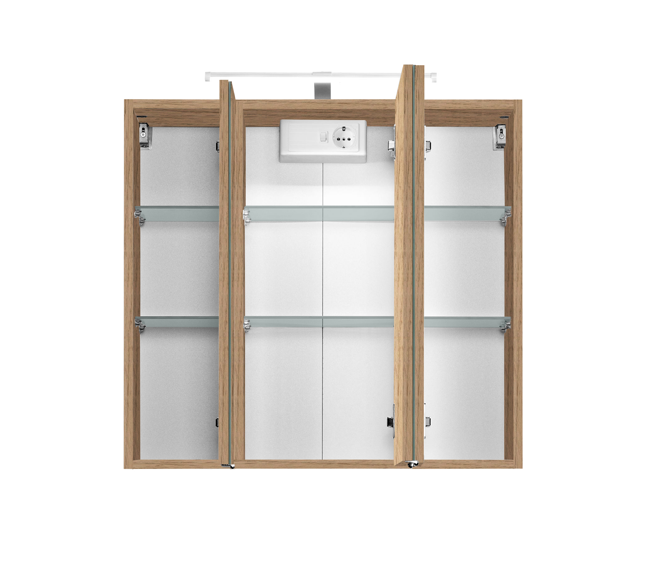 Armoire de toilette Bobbi 70cm modèle 2 3 portes & eclairage LED - chêne - Image 4