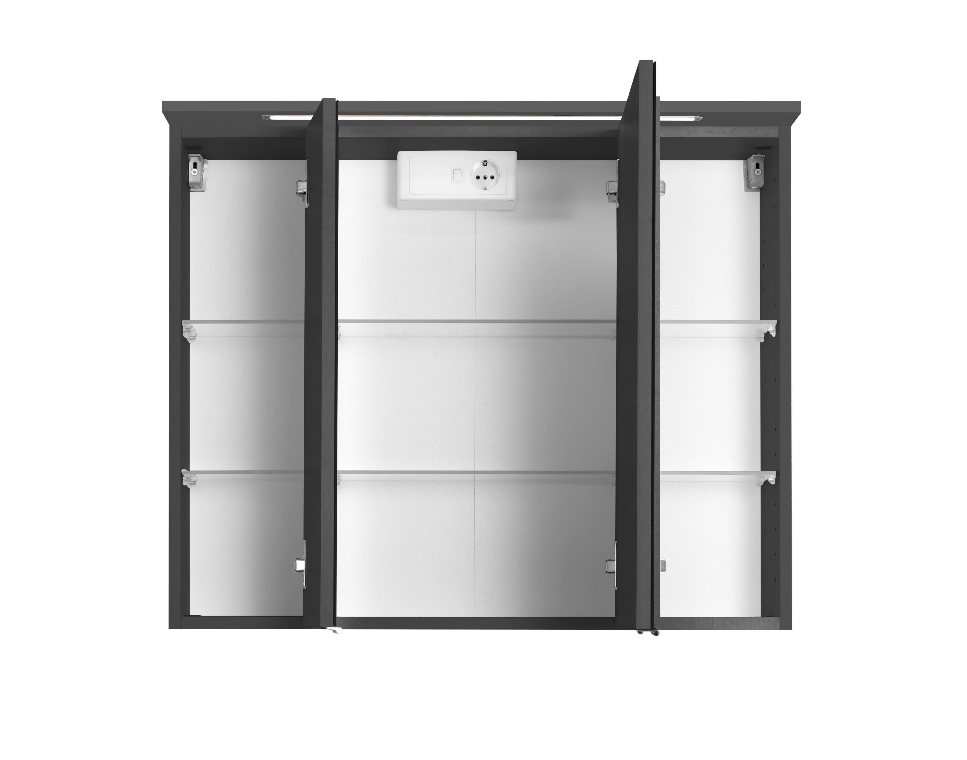 Armoire de toilette Bobbi 80cm modèle 1 3 portes & eclairage LED - graphite - Image 8