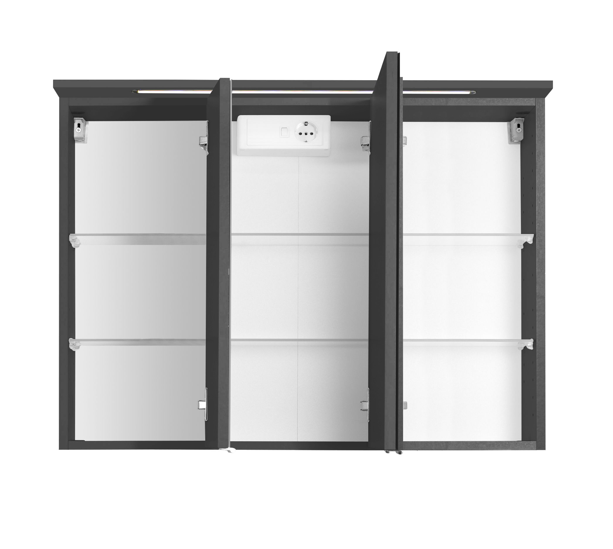 Armoire de toilette Bobbi 90cm modèle 1 3 portes & eclairage LED - graphite - Image 8