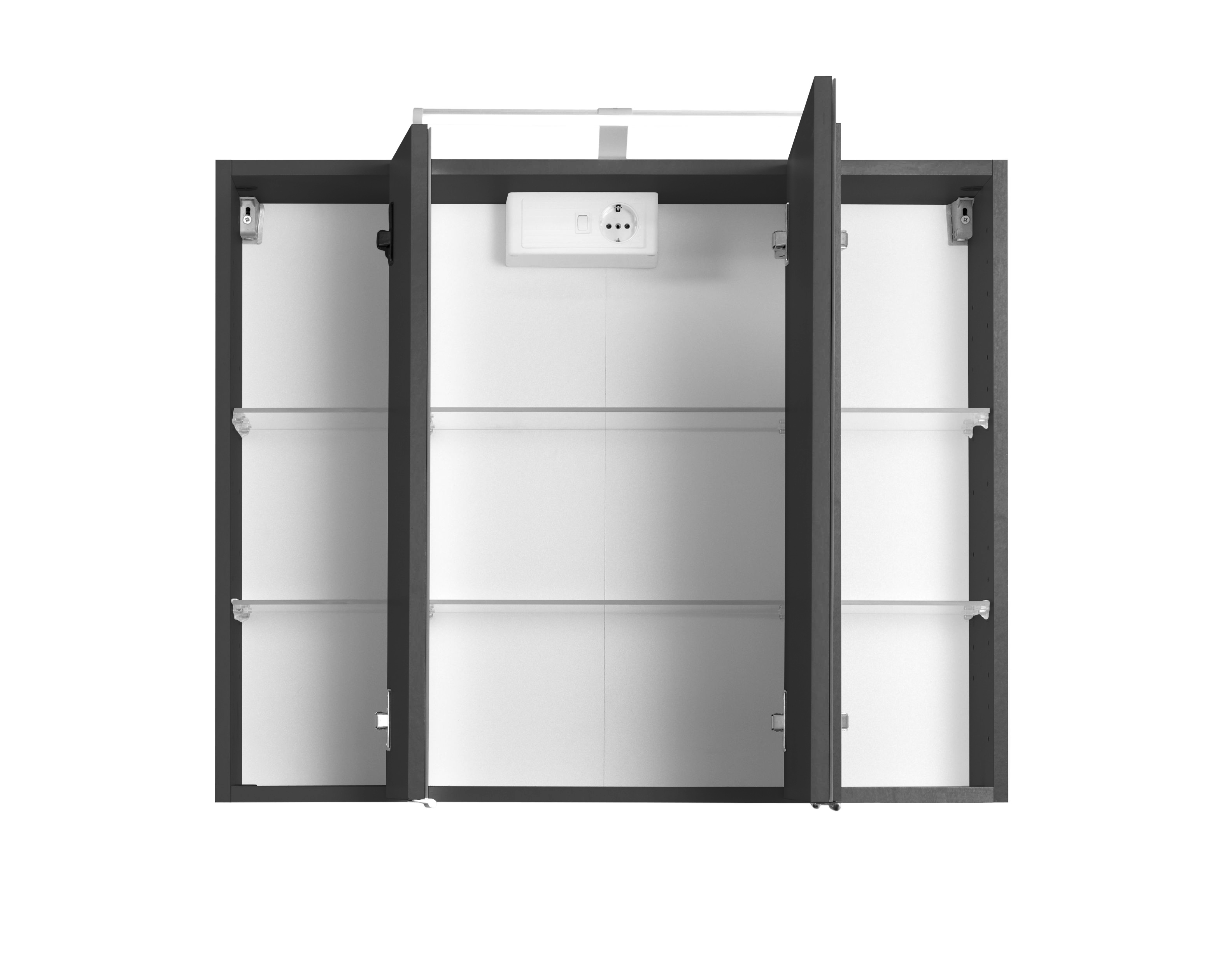 Armoire de toilette Bobbi 90cm modèle 2 3 portes & eclairage LED - graphite - Image 6