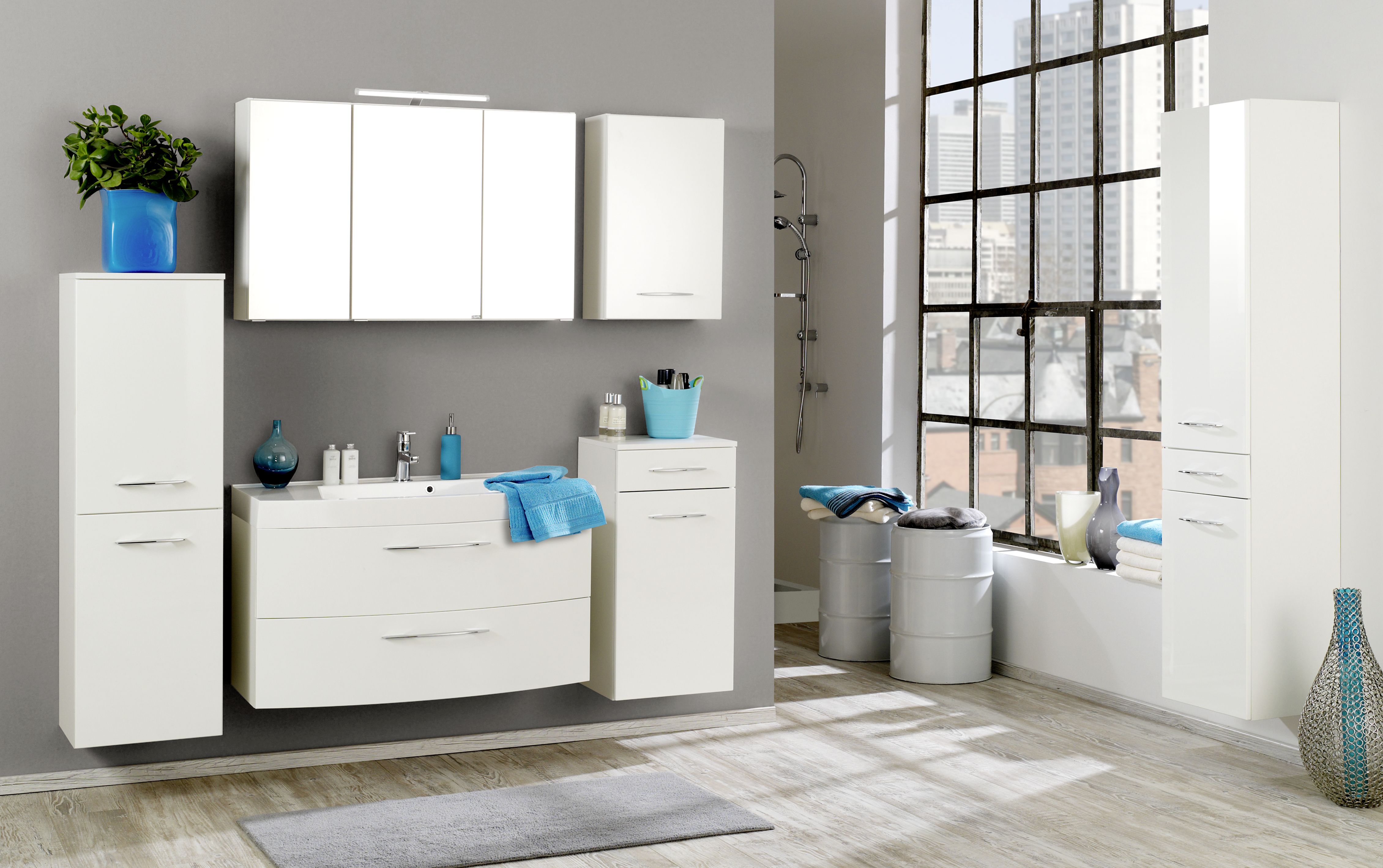 Armoire de toilette Florent 120cm 3 portes & éclairage LED - blanc - Image 2