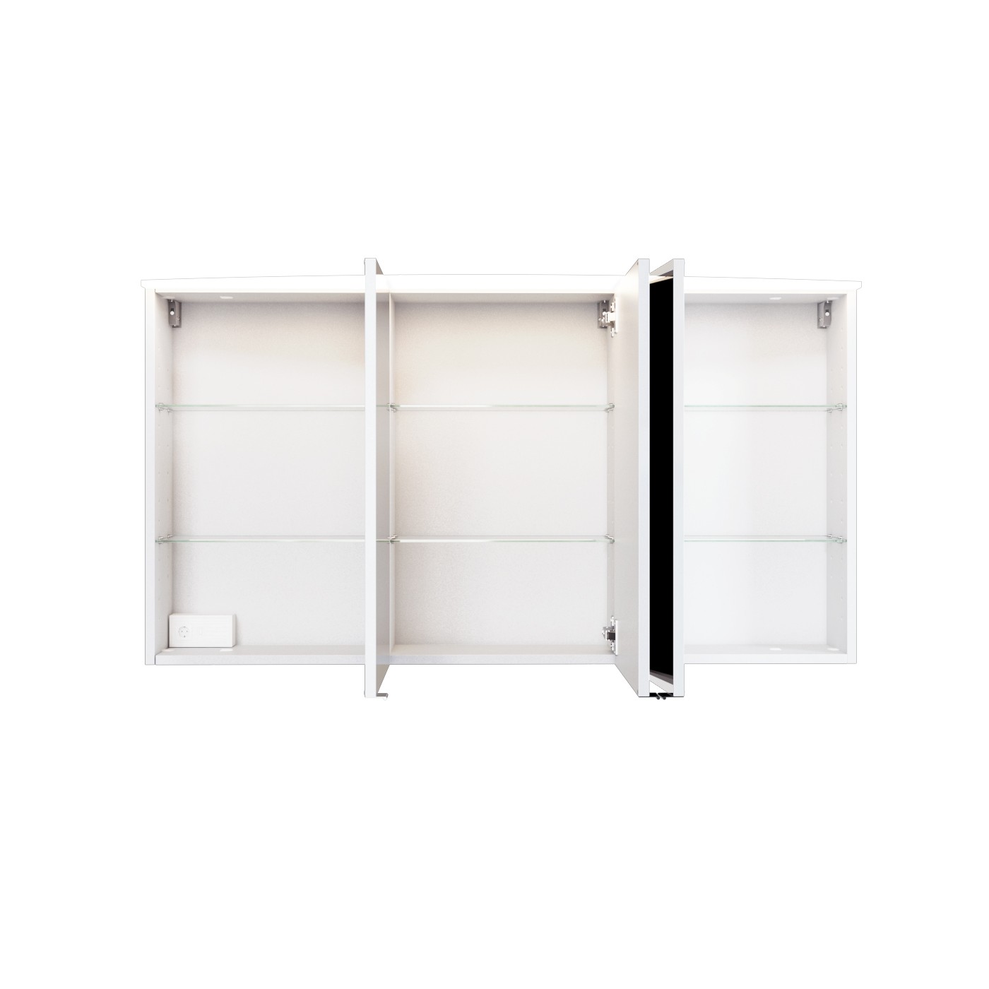 Armoire de toilette Florent courbée 100cm 3 portes & barre LED - blanc - Image 3