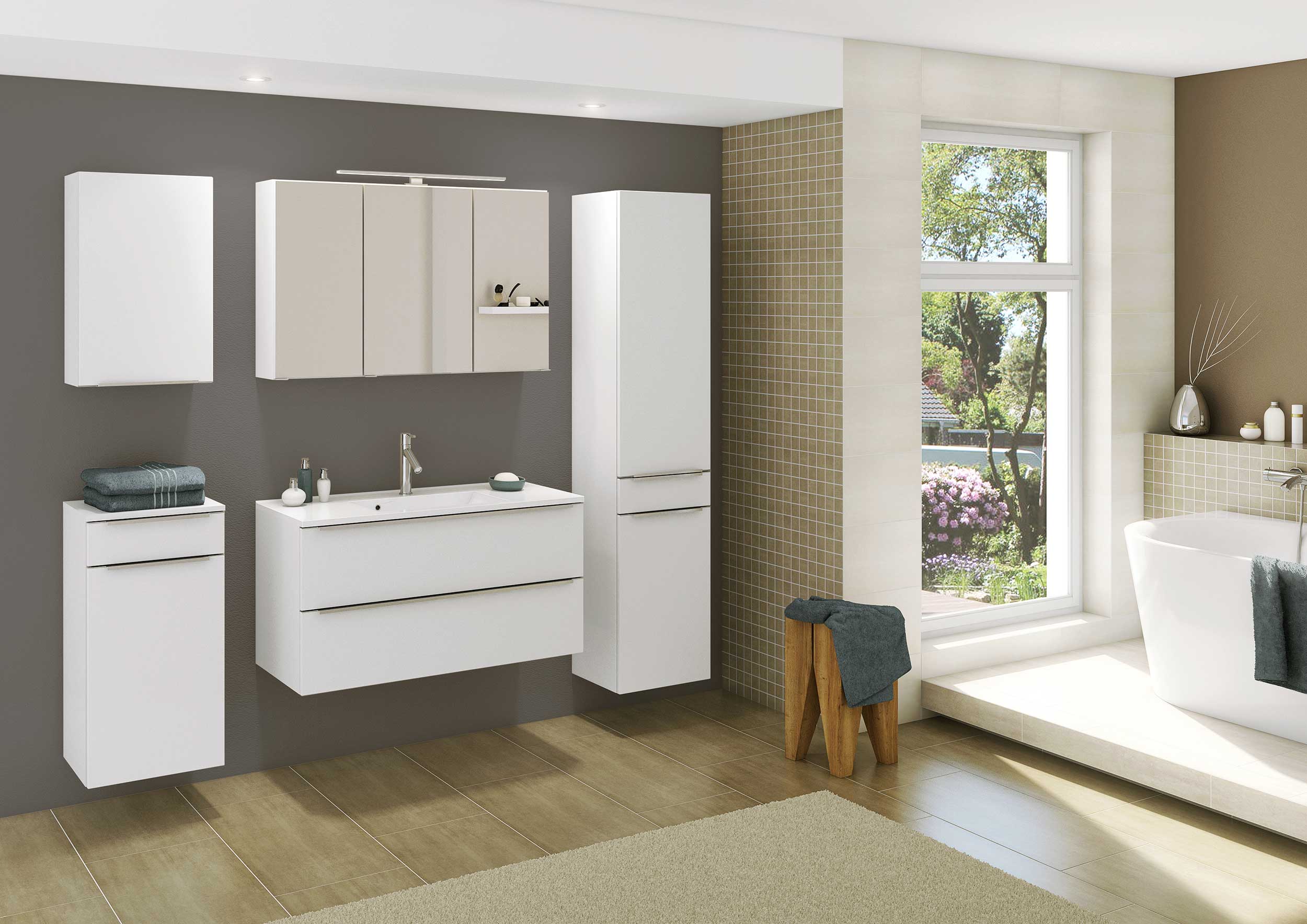 Armoire de toilette Hansen 100cm 3 portes - blanc - Image 9