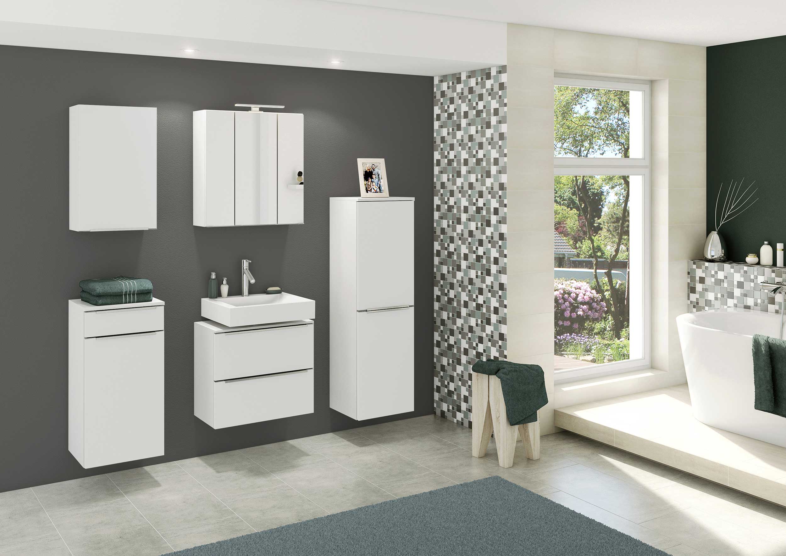 Armoire de toilette Hansen 60cm 3 portes - blanc - Image 9