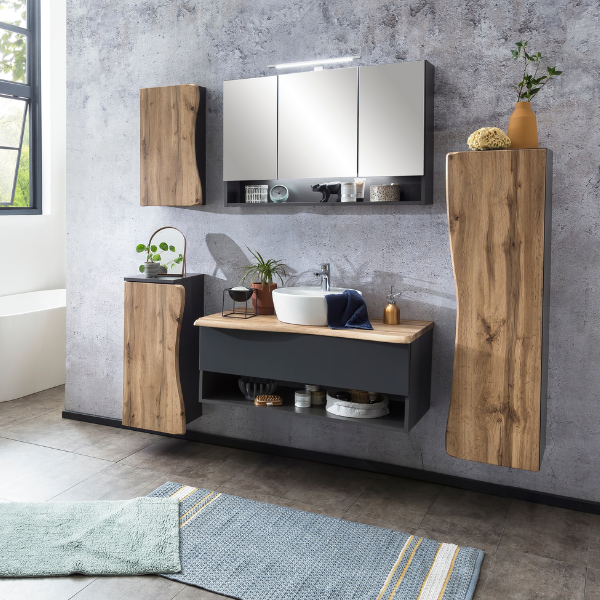 Armoire de toilette Karan 37cm 1 porte - chêne/anthracite - Image 2