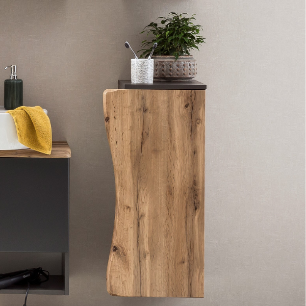 Armoire de toilette Karan 37cm 1 porte - chêne/anthracite - Image 1