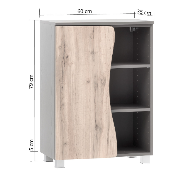 Armoire de toilette Karan 60cm 1 porte - chêne/anthracite - Image 2