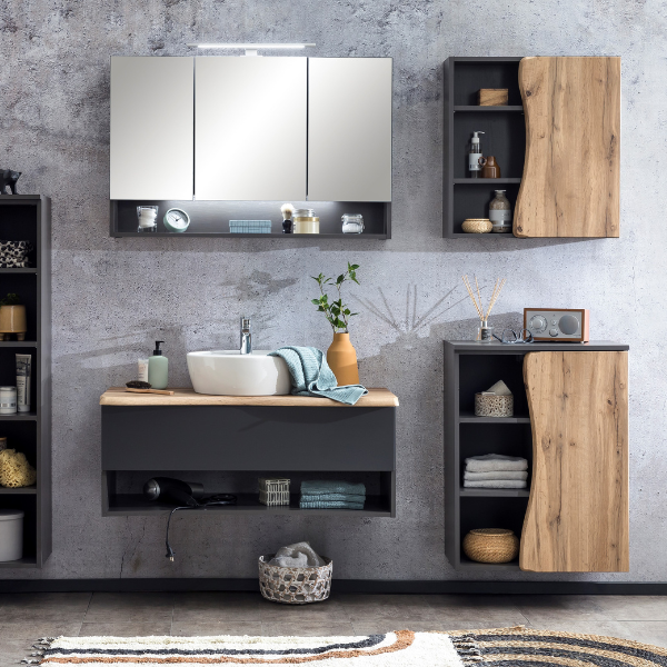 Armoire de toilette Karan 60cm 1 porte - chêne/anthracite - Image 7