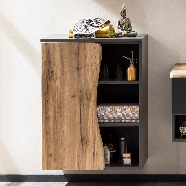 Armoire de toilette Karan 60cm 1 porte - chêne/anthracite - Image 1