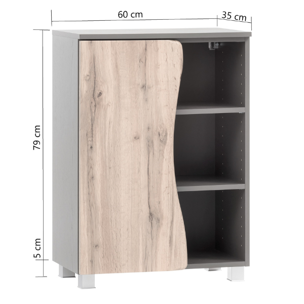 Armoire de toilette Karan 60cm 1 porte - chêne - Image 5