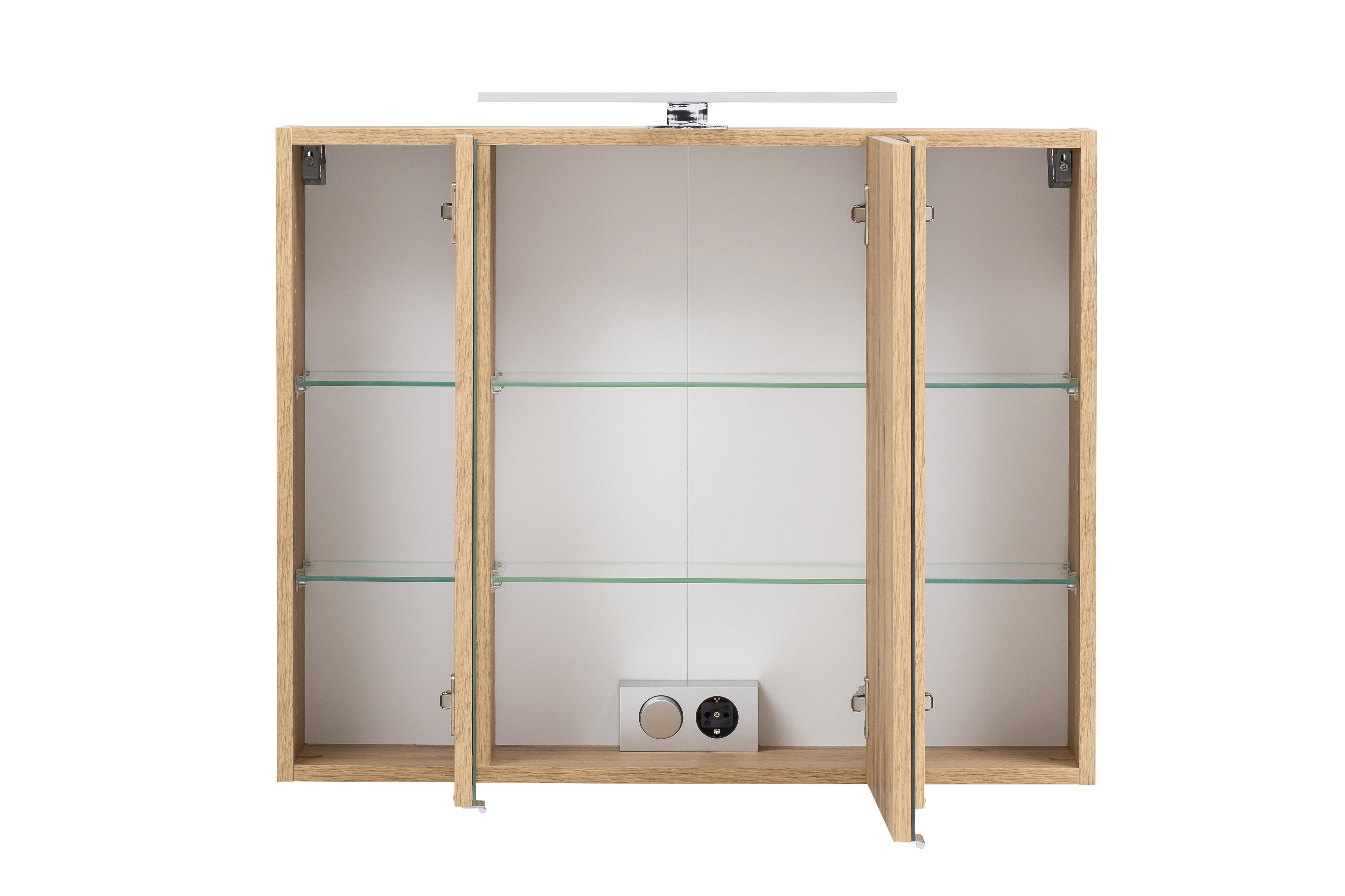 Armoire de toilette Kornel/Luna 80cm 3 portes & éclairage LED - chêne - Image 11