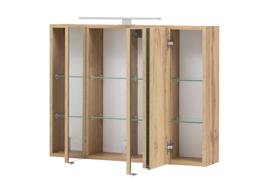 Armoire de toilette Kornel/Luna 80cm 3 portes & éclairage LED - chêne - Image 3