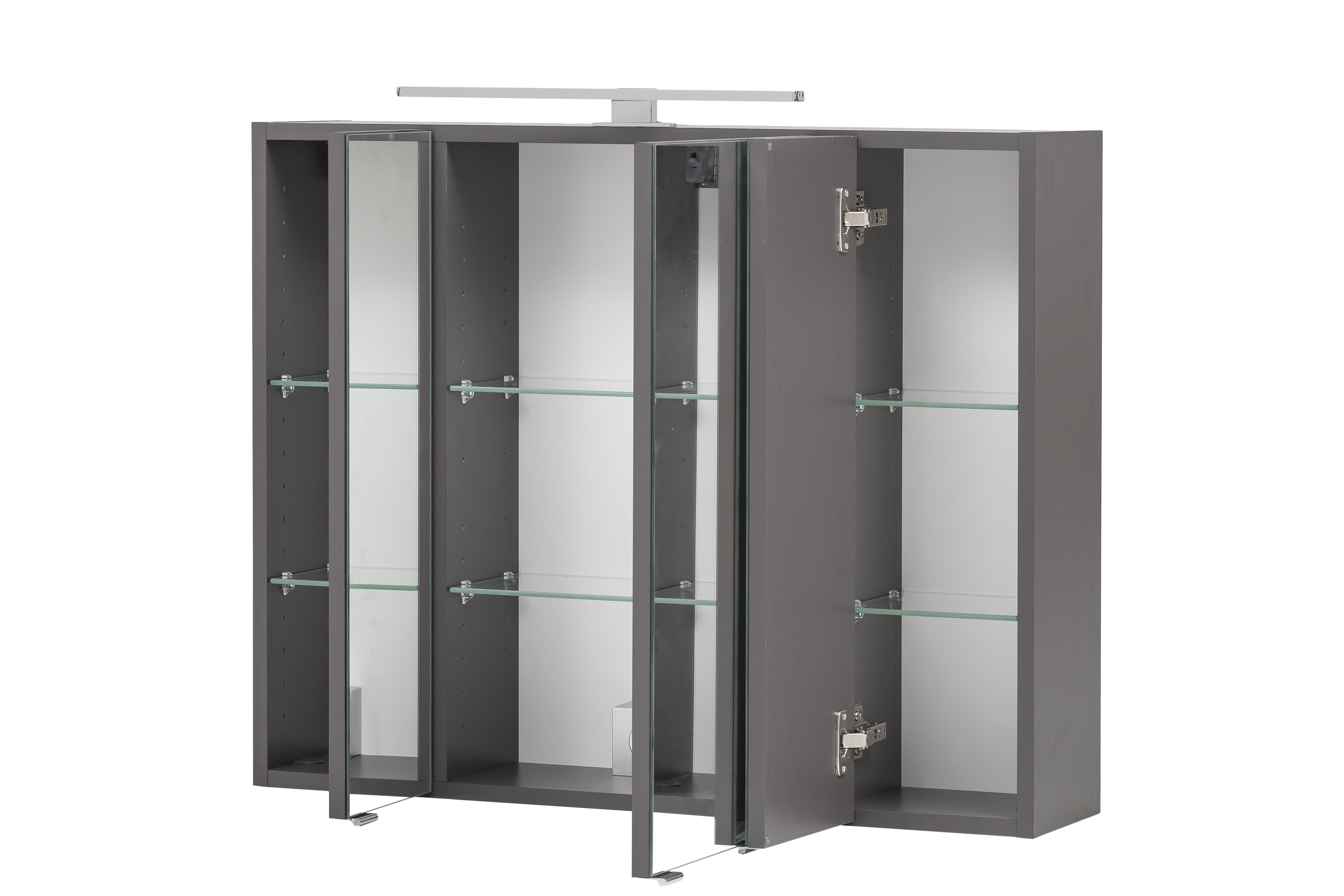 Armoire de toilette Kornel/Luna 80cm 3 portes & éclairage LED - gris graphite - Image 11