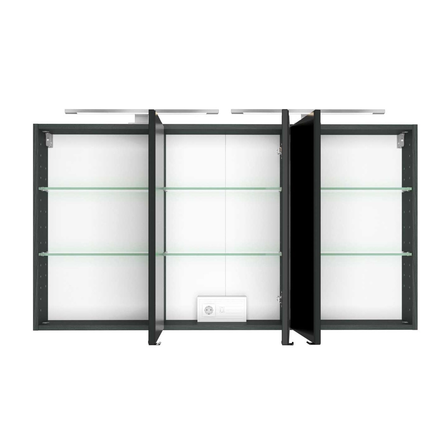 Armoire de toilette Lotuk 120cm 3 portes - gris graphite - Image 7