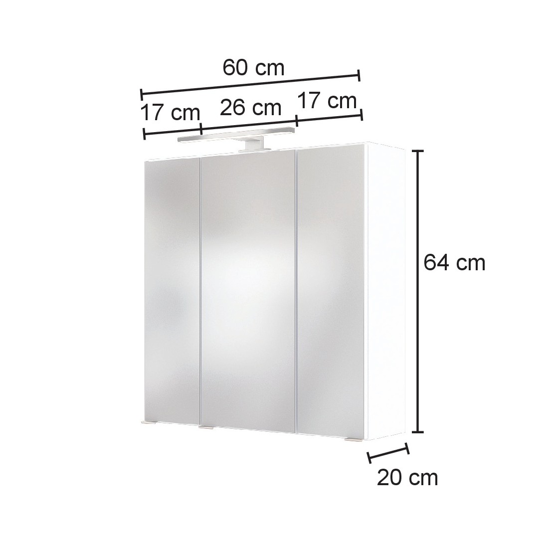 Armoire de toilette Luna 60cm avec 3 portes et éclairage LED - chêne - Image 7