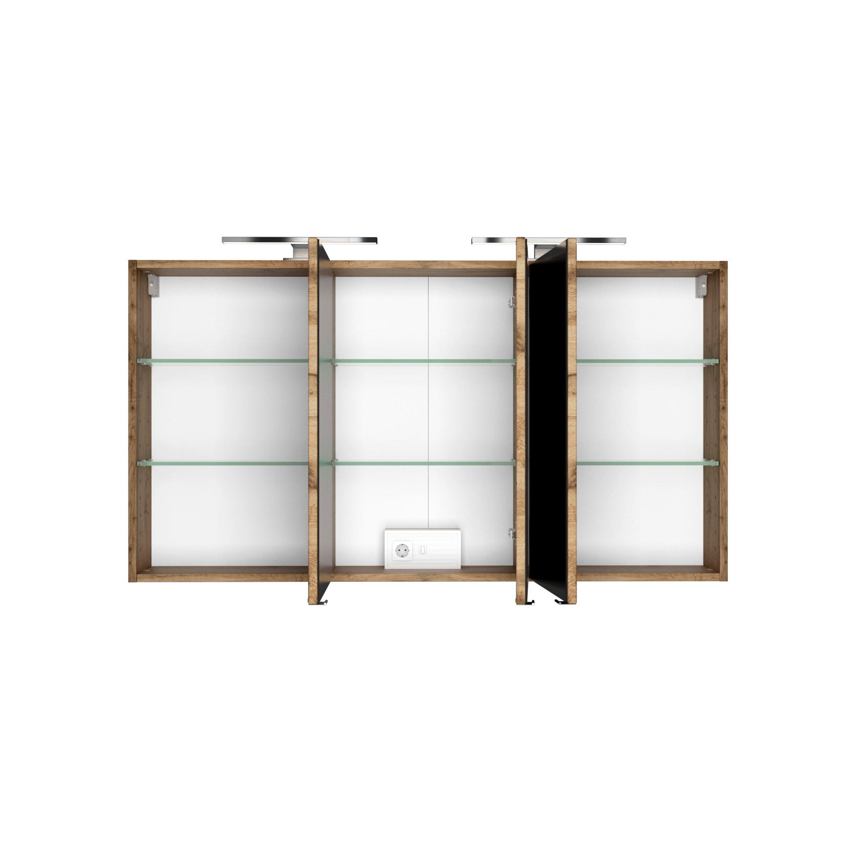 Armoire de toilette Luna avec éclairage 120cm, 3 portes - décor en chêne - Image 11