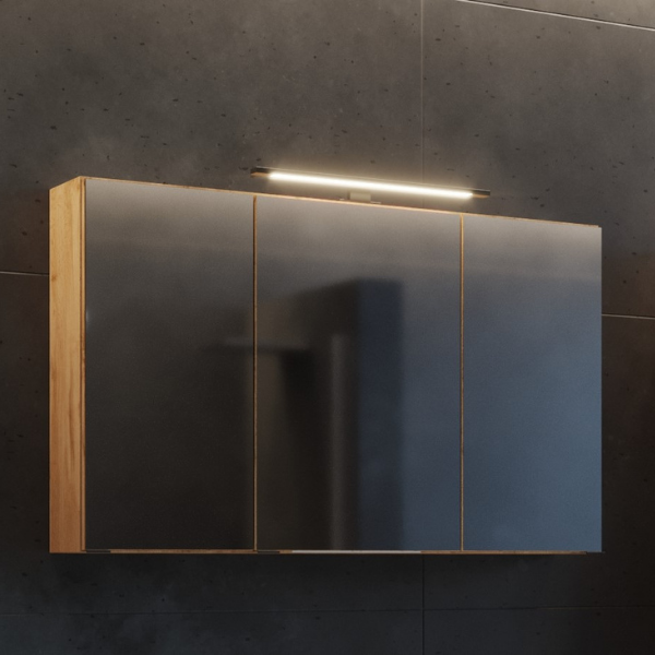 Armoire de toilette Malvo 100cm 3 portes avec éclairage - chêne