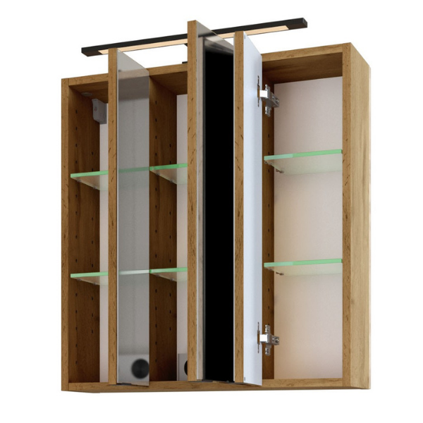 Armoire de toilette Malvo 60cm 3 portes avec éclairage - chêne - Image 9