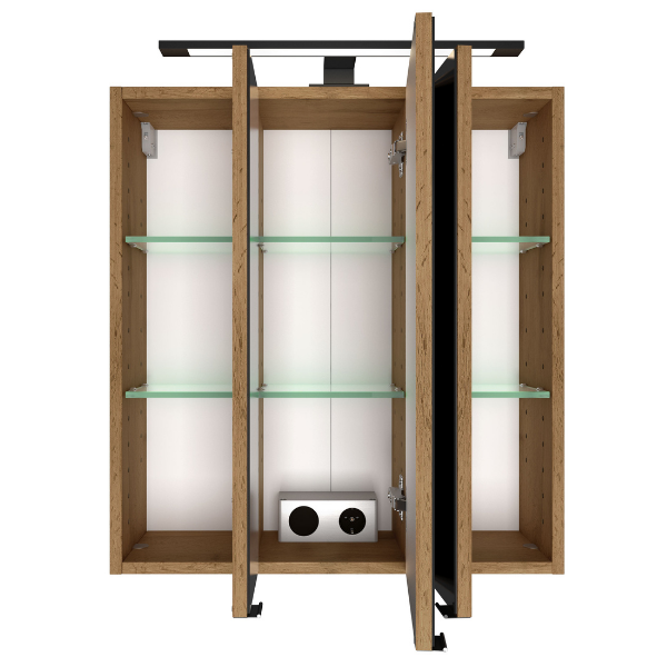 Armoire de toilette Malvo 60cm 3 portes avec éclairage - chêne - Image 10