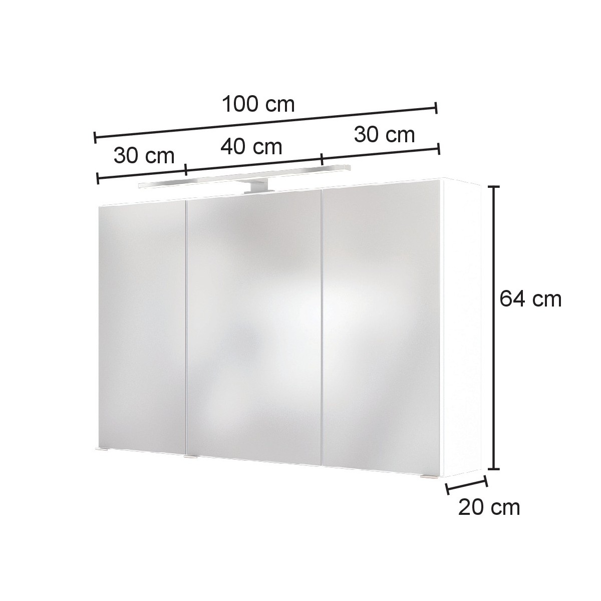 Armoire de toilette Pisca 100cm 3 portes - blanc - Image 6