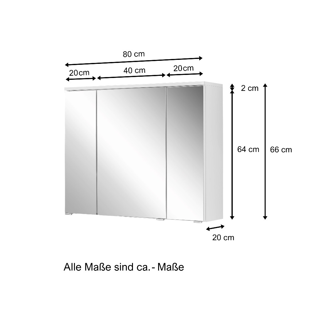 Armoire de toilette Pollet 80cm 3 portes - blanc - Image 7