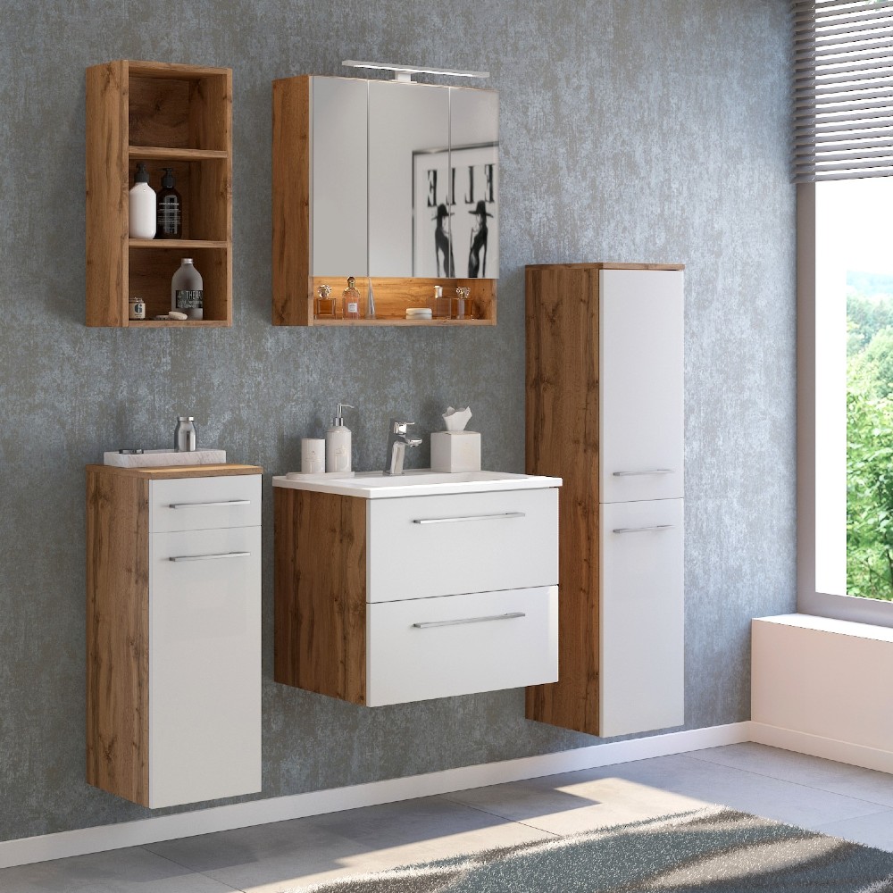 Armoire de toilette Sefa 60cm 3 portes - chêne wotan - Image 5