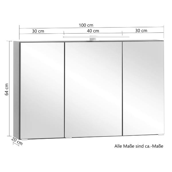 Armoire de toilette Vikas 100cm 3 portes avec éclairage - anthracite - Image 5