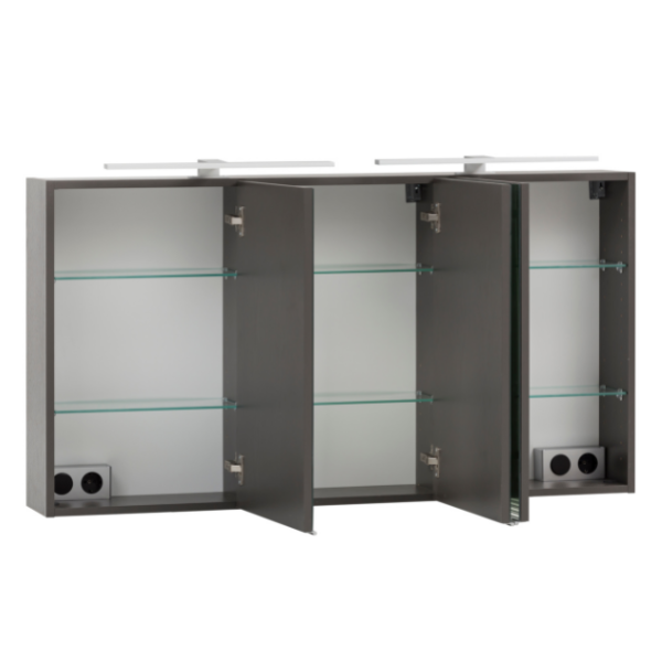 Armoire de toilette Vikas 120cm 3 portes avec éclairage - anthracite - Image 11