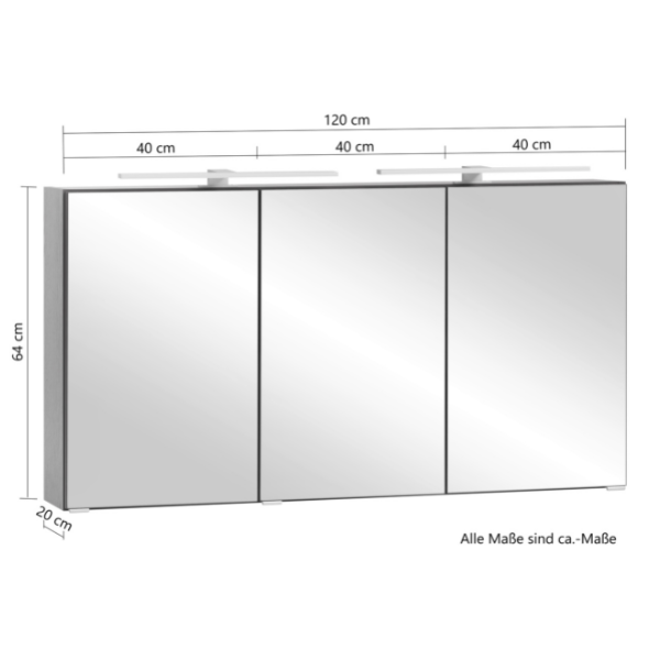 Armoire de toilette Vikas 120cm 3 portes avec éclairage - anthracite - Image 5