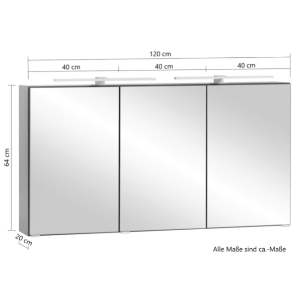 Armoire de toilette Vikas 120cm 3 portes avec éclairage - chêne - Image 6