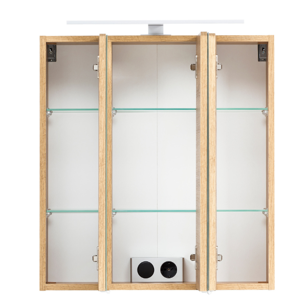 Armoire de toilette Vikas 60cm 3 portes avec éclairage - chêne - Image 8