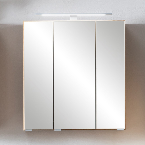 Armoire de toilette Vikas 60cm 3 portes avec éclairage - chêne