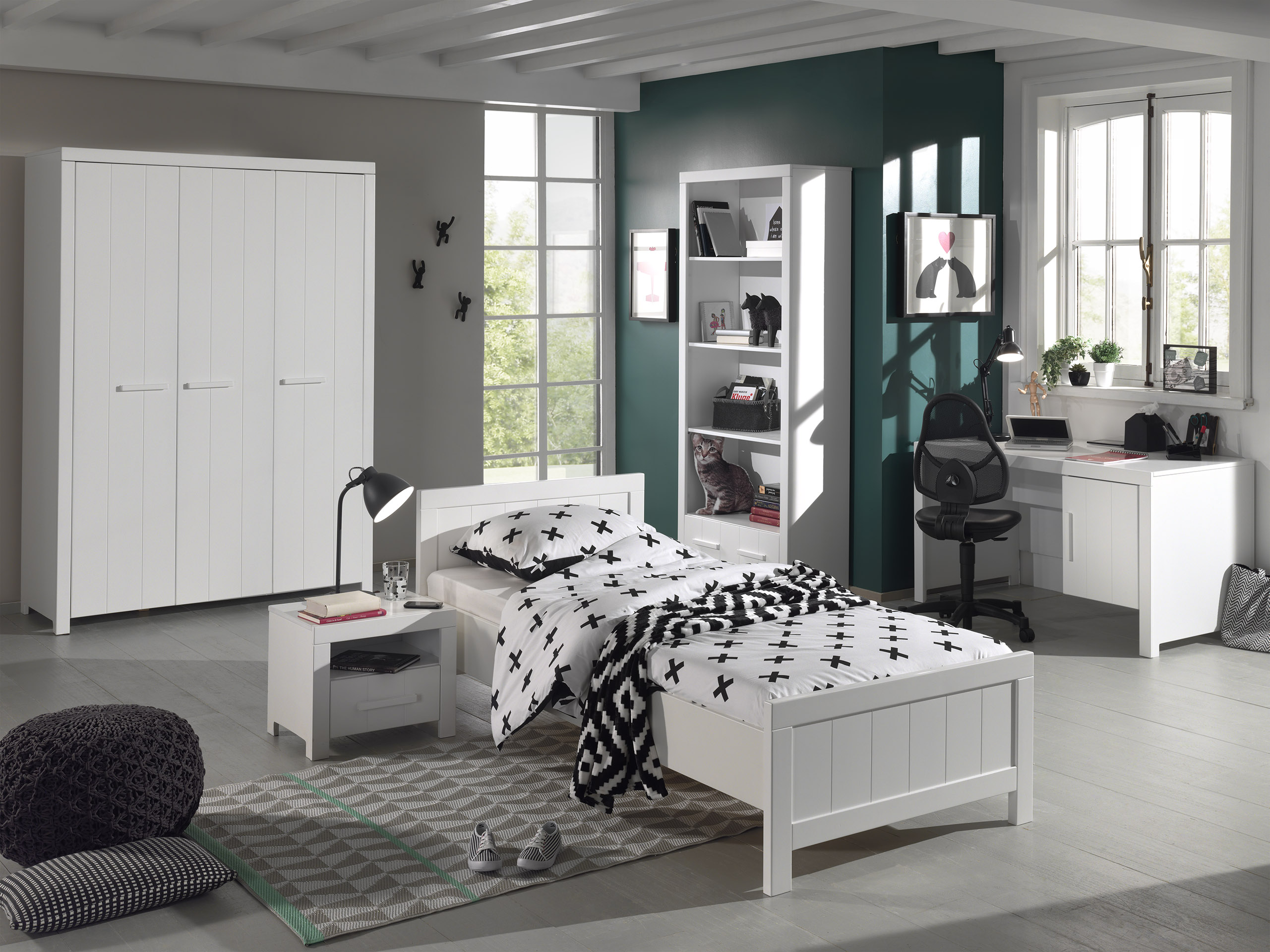 Armoire Erik 3 portes - blanc - Image 3