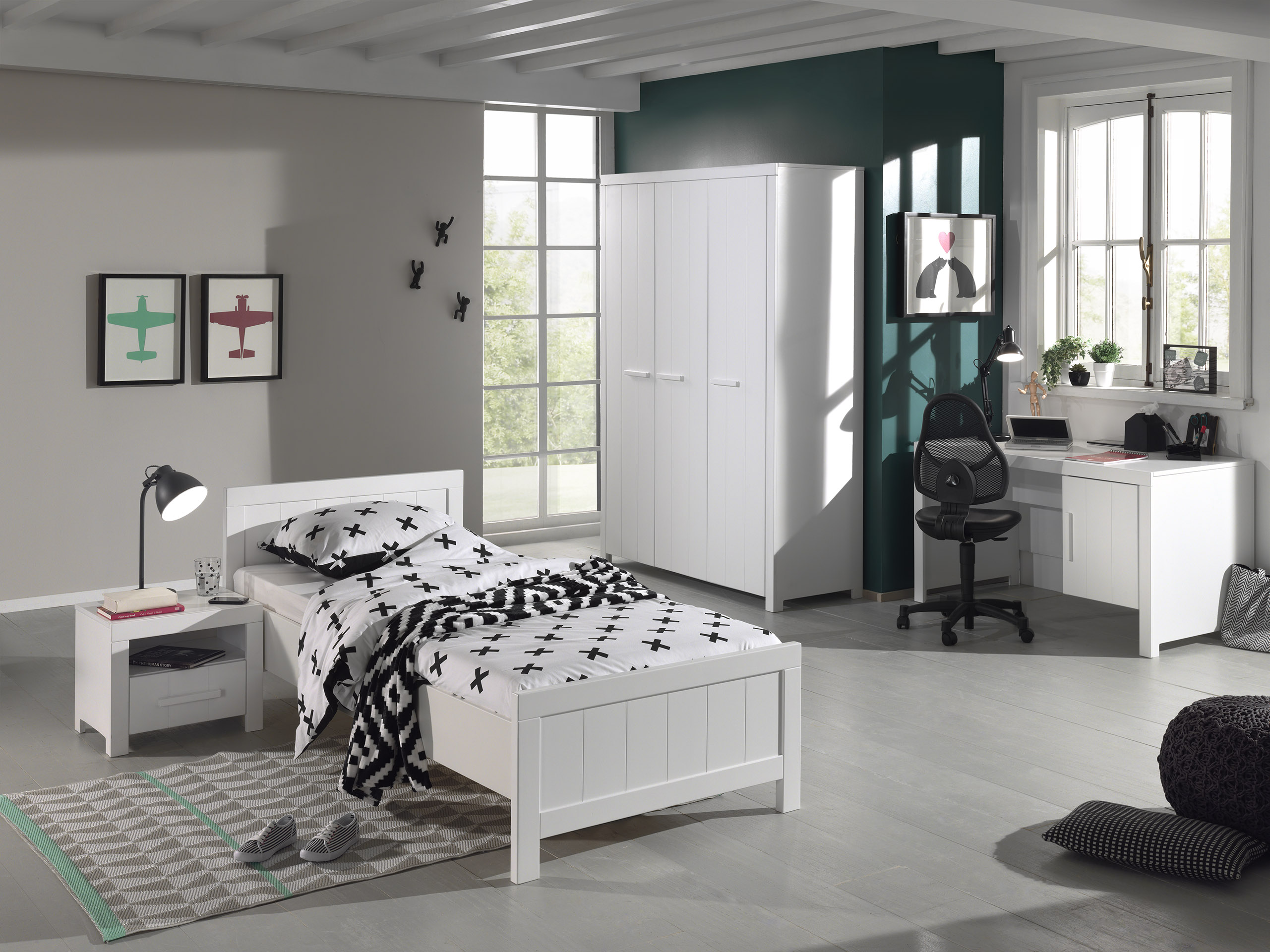 Armoire Erik 3 portes - blanc - Image 5