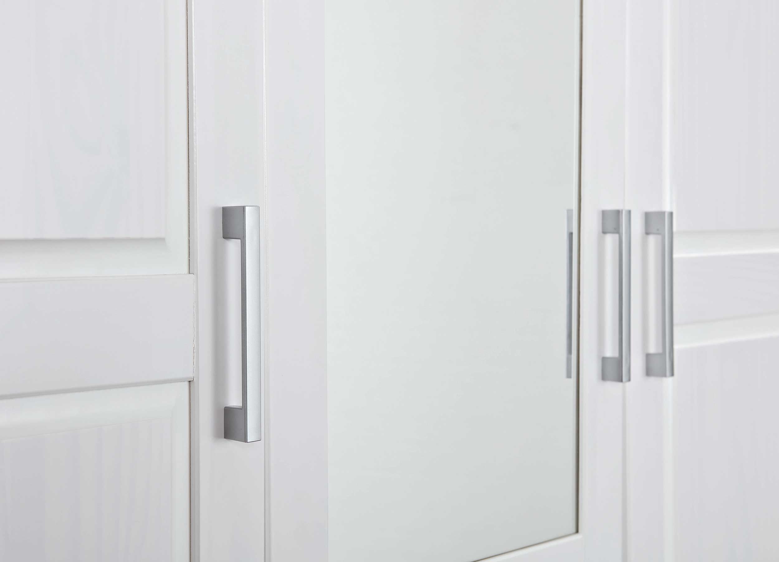 Armoire Geraldo 140cm avec 3 portes & miroir - blanc - Image 6