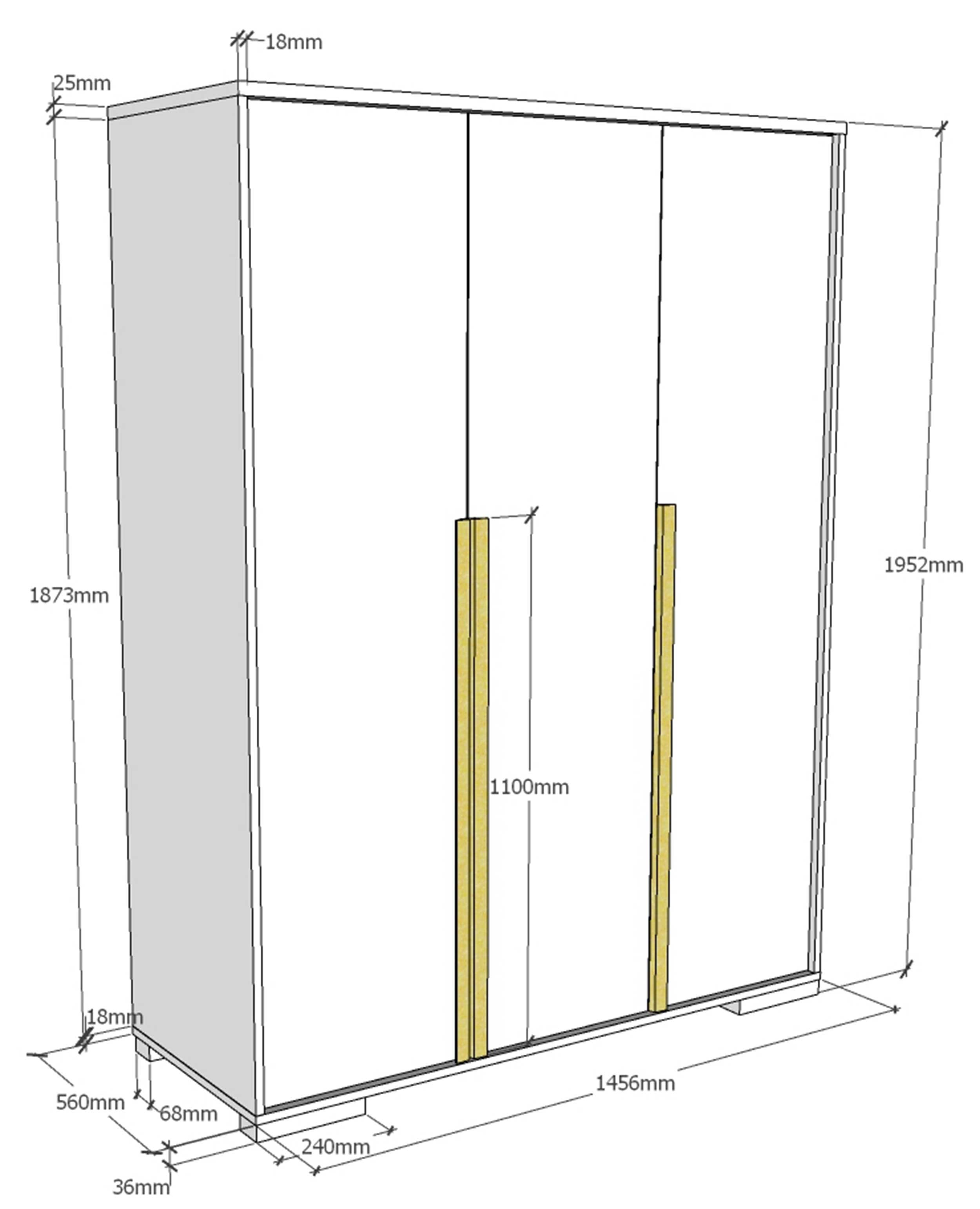 Armoire London 146cm avec 3 portes - anthracite - Image 2