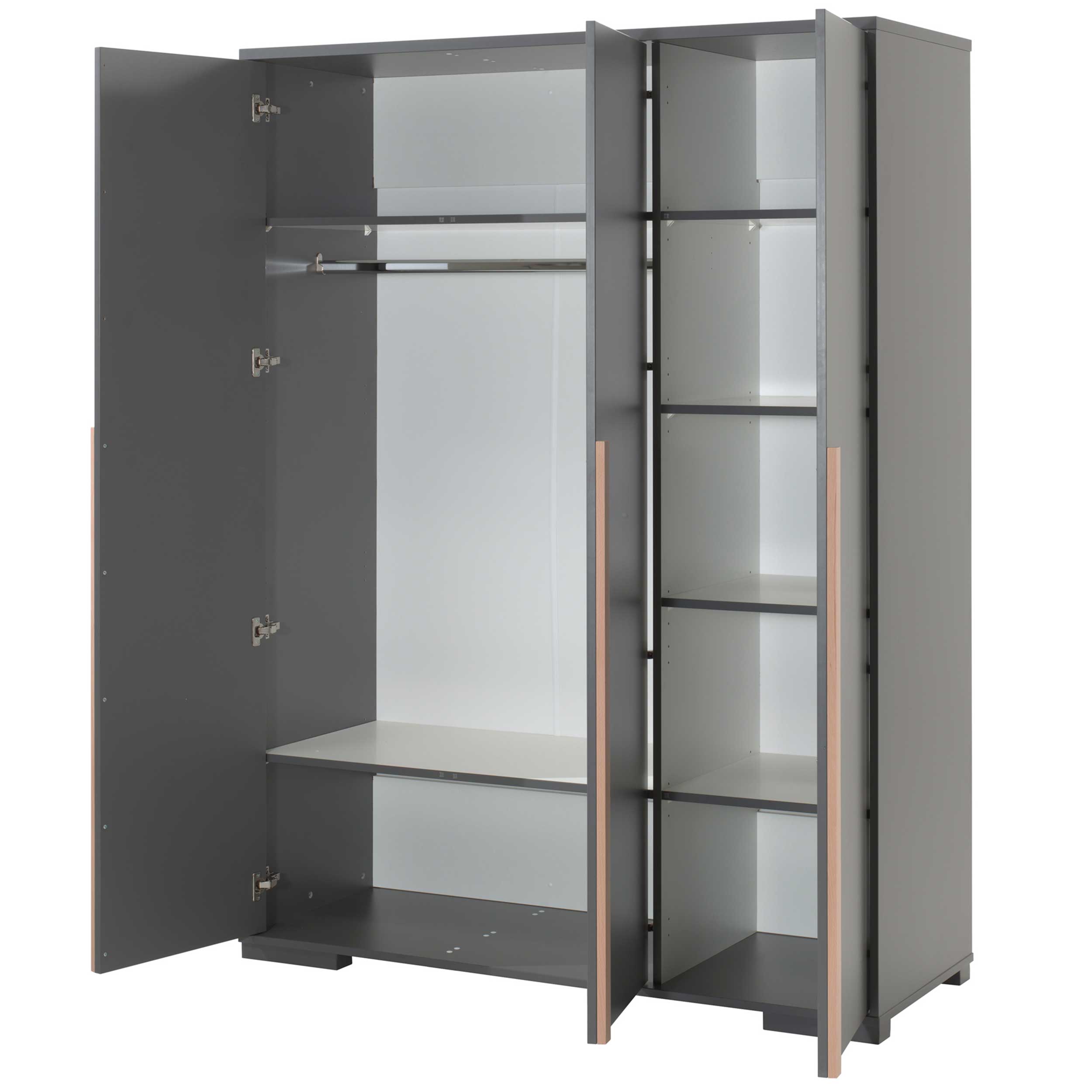 Armoire London 146cm avec 3 portes - anthracite - Image 6
