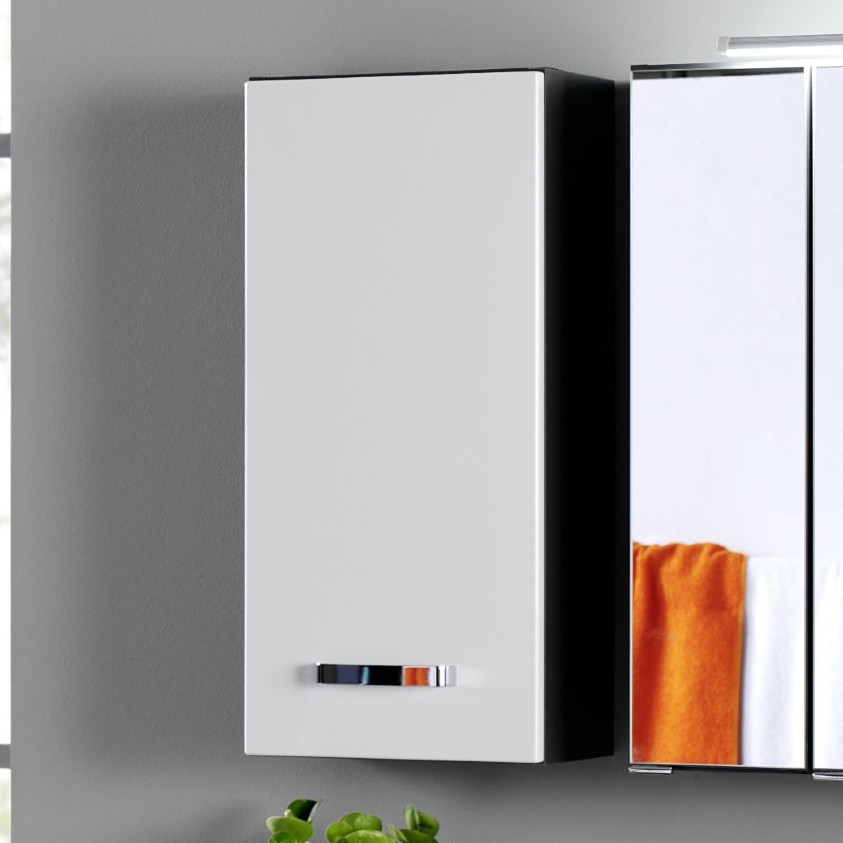 Armoire murale Bobbi 30cm 1 porte - graphite/blanc brillant - Image 1