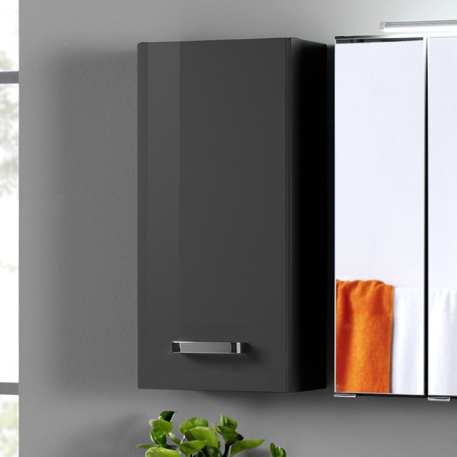 Armoire murale Bobbi 30cm 1 porte - graphite/gris brillant - Image 1