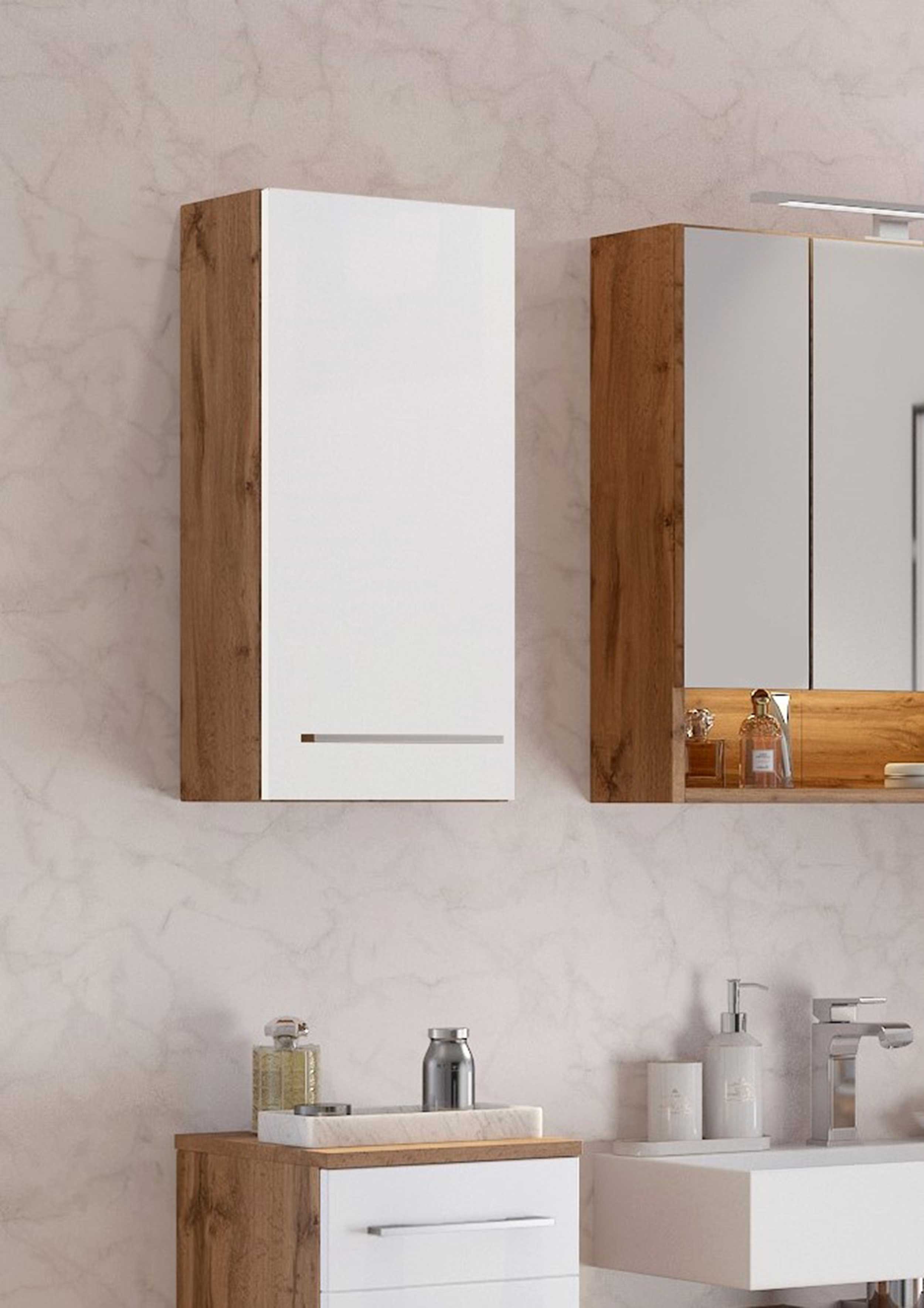 Armoire murale Sefa 30 cm 1 porte - chêne/blanc - Image 6