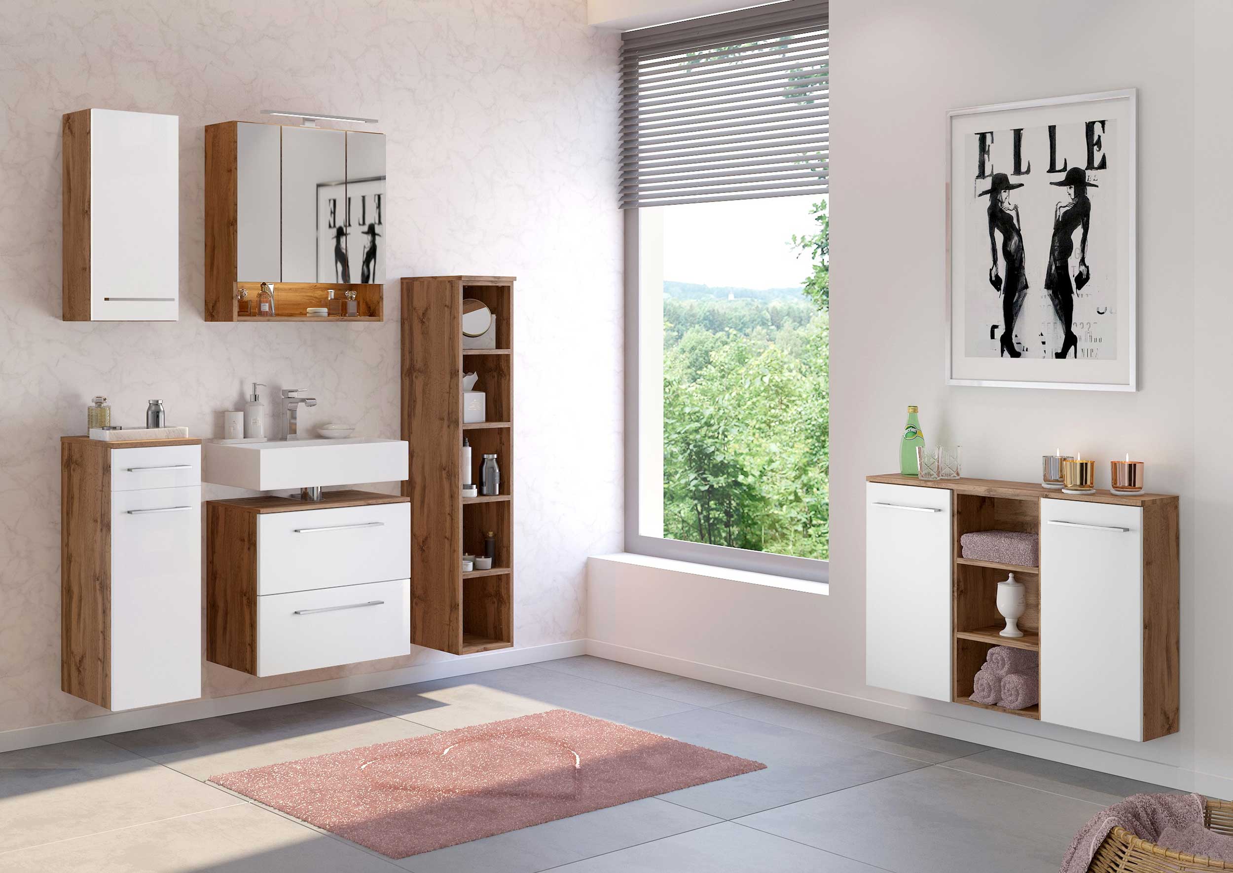 Armoire murale Sefa 30 cm 1 porte - chêne/blanc - Image 7