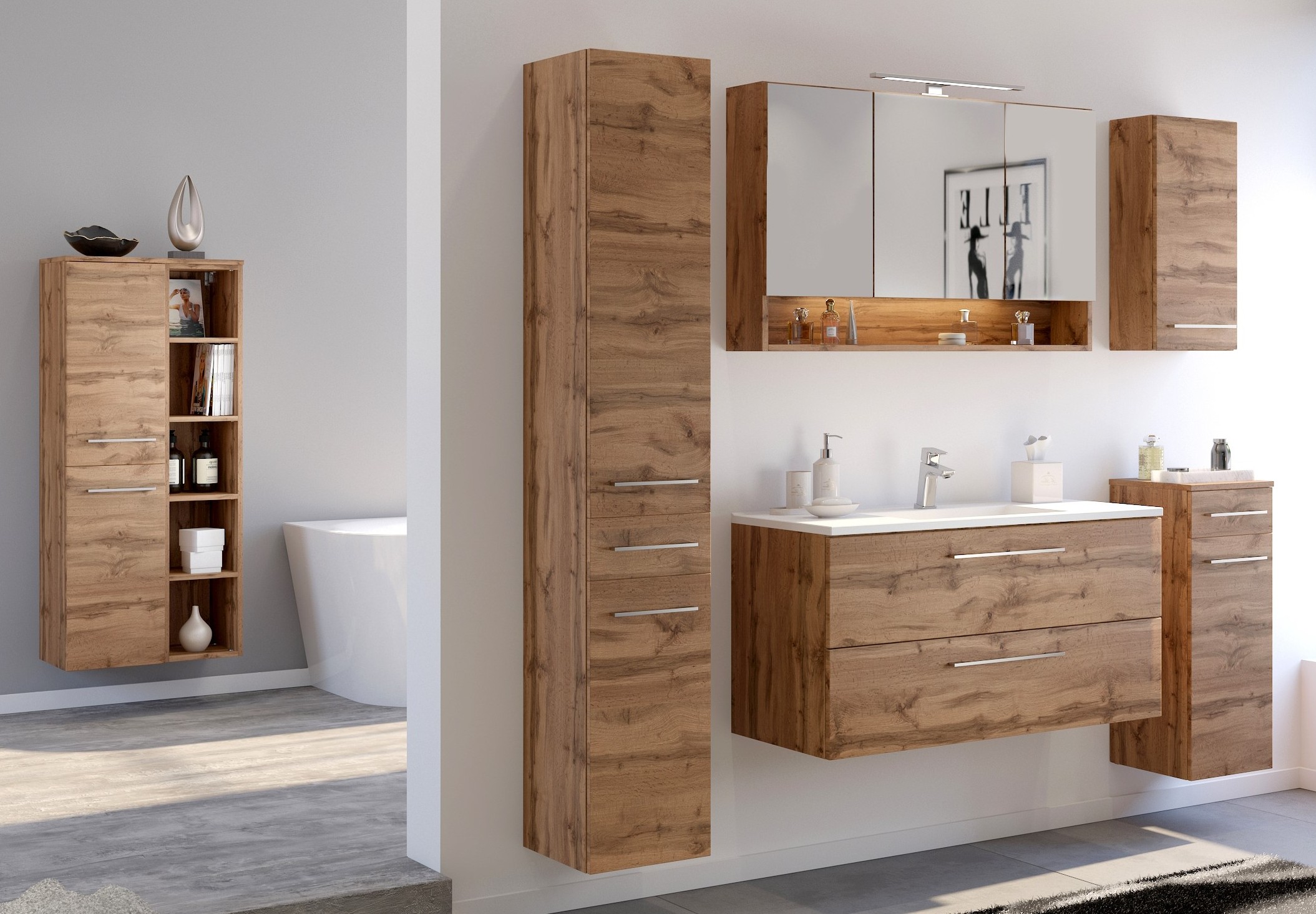 Armoire murale Sefa 30 cm 1 porte - chêne wotan - Image 7