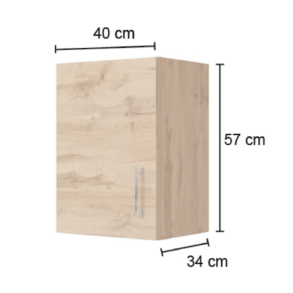 Armoire murale Sorrella 40cm 1 porte - chêne/graphite - Image 6