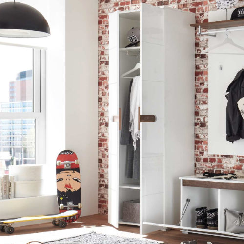 Armoire Nuro 60cm 2 portes-blanc brillant - Image 3